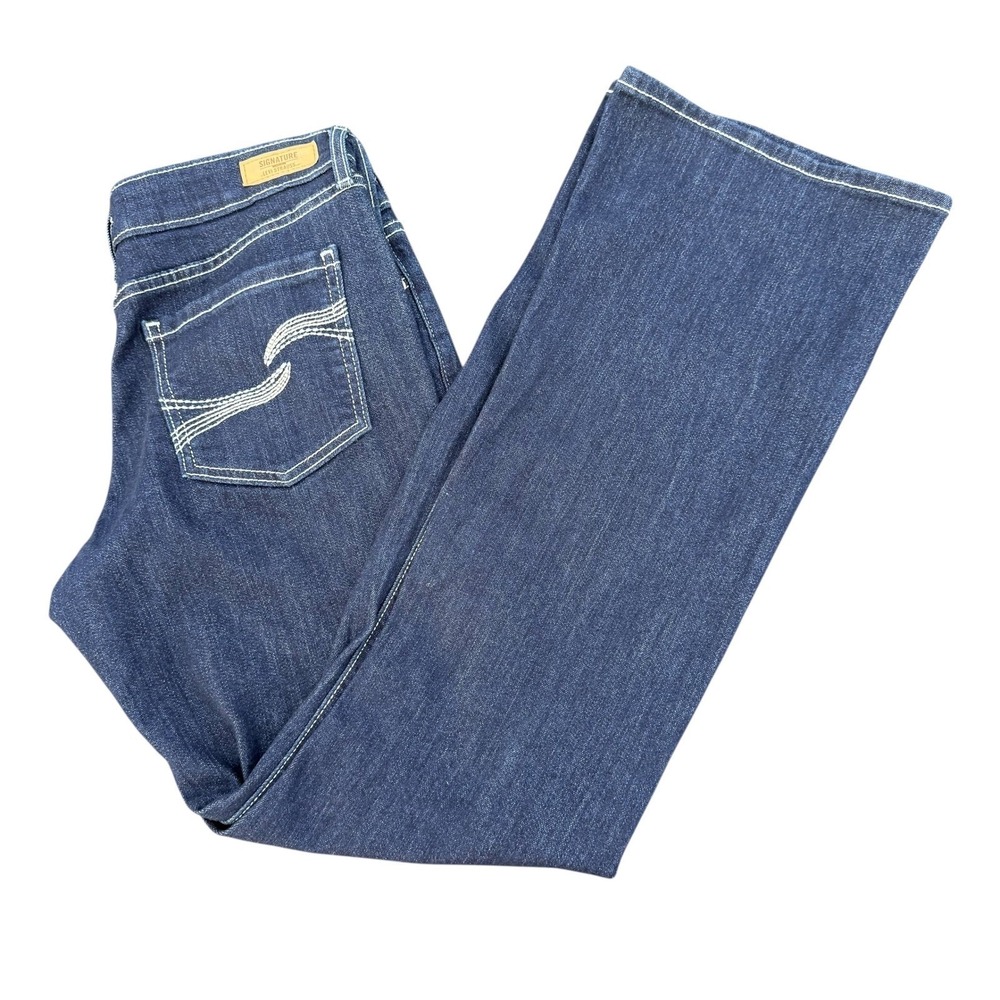 Signature Levi Strauss True Bootcut Jeans Dark Wash Womens Size 6 W28 Flare Leg